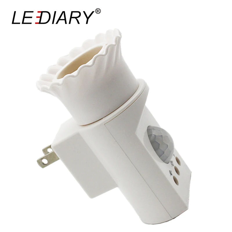 

LEDIARY E27 Bulb Sensor Lamp Holder White Portable Plug Lamp Bases Infrared IR Sensor Adjustable Time Sensing Range Sensitivity