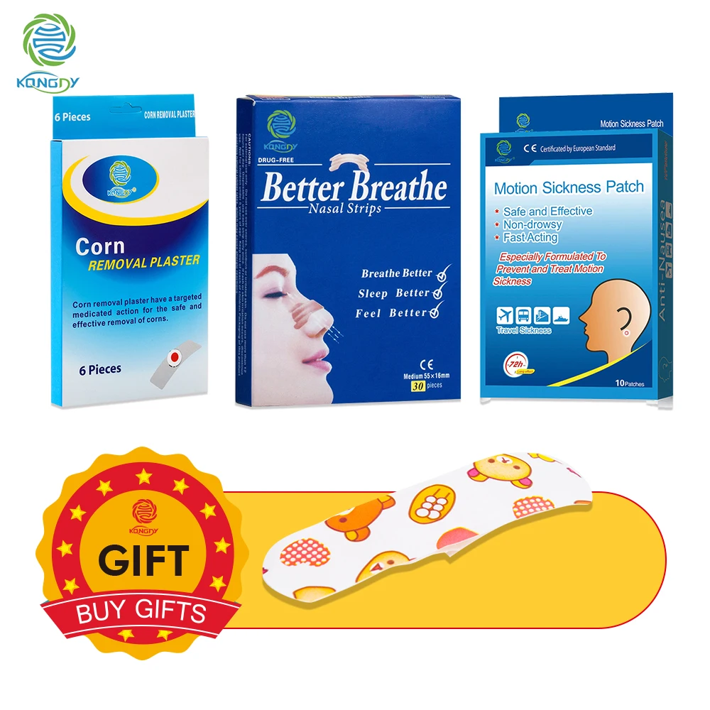 

Buy 3 Get 1 Black Firday KONGDY 10Pieces Motion Sickness Pad&30Pieces Nasal Strips&6Pieces Corn Remover Gift 2Pieces Bandage Aid