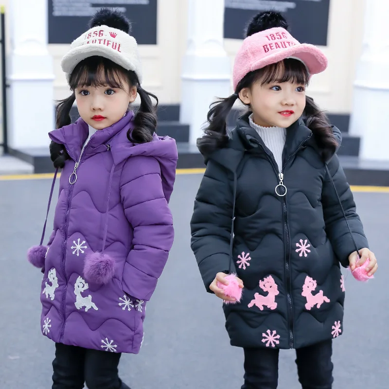 

Girls Winter Coats Kids Jackets For Girl Warm Cotton-padded Clothes Outerwear Hooded Cotton Outdoor Toddler Baby Girl Coats