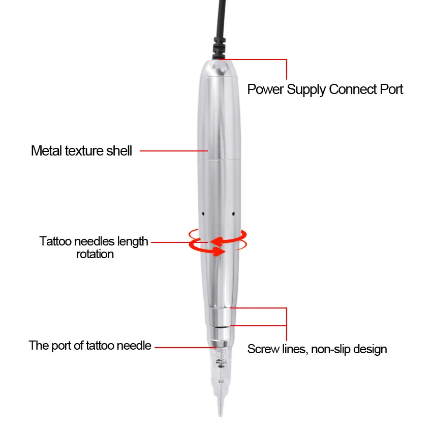 Профессиональная машина для татуировки, дизайн, микро игла, серебро, алюминий, швейцарский двигатель, Перманентный макияж, машина для татуировки бровей