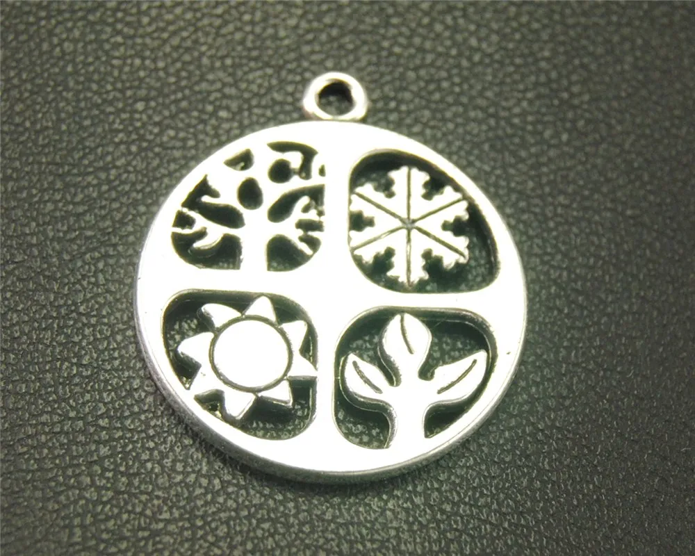 5pcs Antique Sliver Weather Four Season Charms For DIY Handmade Jewelry
