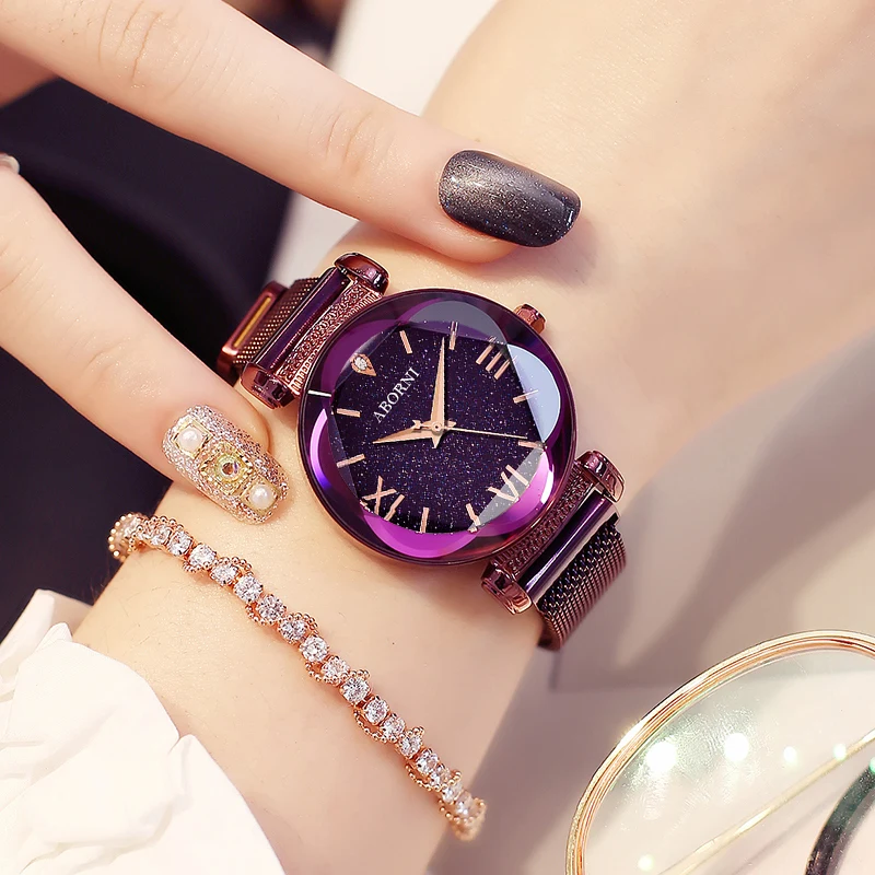 

2018 Brand Luxury Roman Women Watches Magnetic Band Rose Gold Dress Bracelet Crystal Ladies Watch Quartz Waterproof Female Clock