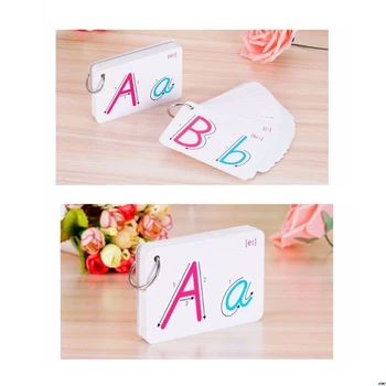 

26 Letter English Alphabet Card Ring Buckle Handwritten Pronunciation Early Development Home Learning Educational Toy Children