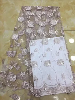 

Nigerian African Wedding Tulle Lace High Quality Luxury Pink sky blue French Embroidery Laces Handmade Beaded Lace Fabric