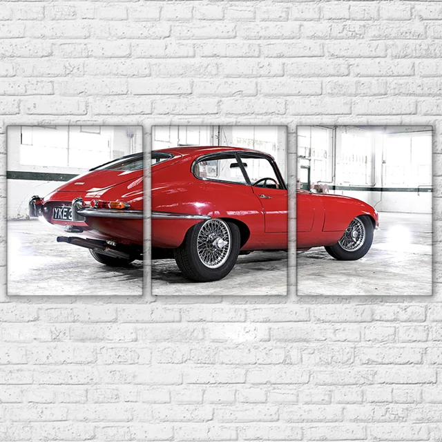 canvas hd prints posters home decor wall art 3 pieces red retro cool