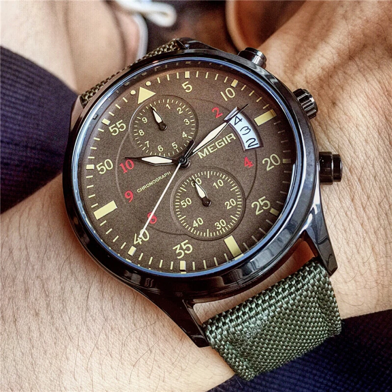 

MEGIR Sports Watches Men Luxury Brand Army Military Men Watches Clock Male Quartz Watch Relogio Masculino horloges mannen saat