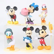 Disney10-12cm 6 шт. Микки Маус Минни Принцесса Утка Дональд фигурка Kawaii кукла игрушки коллекция детские подарки на день рождения