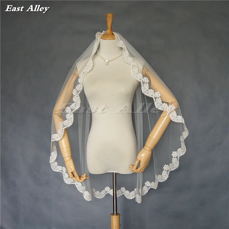 Ivory Scalloped Lace Trim Bridal Veil Bridal Veils AliExpress