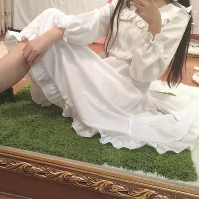 Горячая Распродажа, новое модное японское платье Mori Girl, свежий стиль, повседневное женское платье с рукавами, белое свободное хлопковое летнее платье