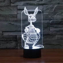 Милый кенгуру светодиодный 3D лампа Ночной светильник ламинария Новинка сенсорная настольная лампа 7 цветов меняющий стол USB светодиодный детский подарок игрушка для спальни