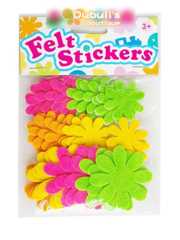 Colorful Flower, Packed Felt Stickers, Approx 36 pcs/Pack Pre Cut