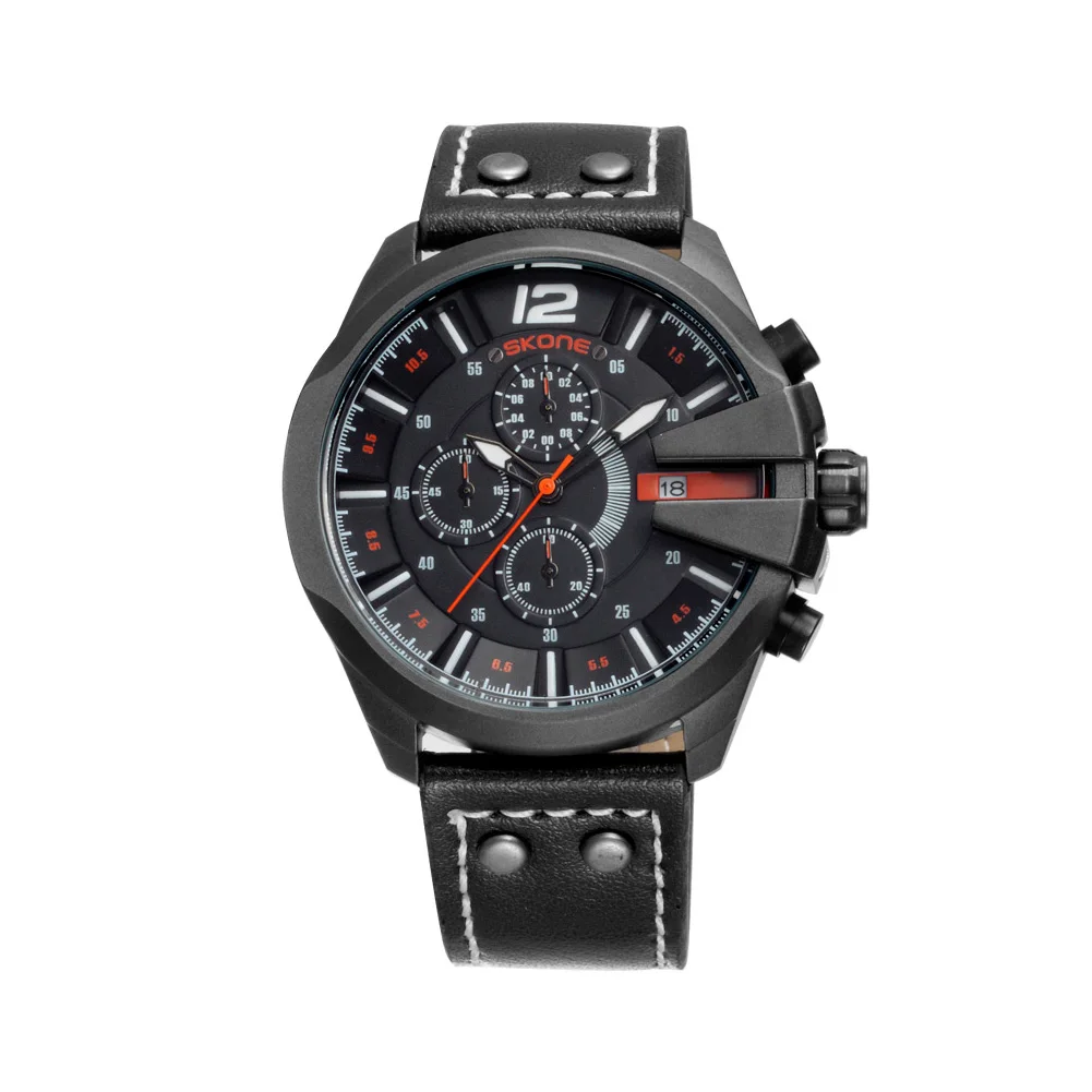 New Listing Fashion Luxury Men Sports Watch Leather Strap Waterproof Quartz Watch Military Military Men Watch Relogio Masculino