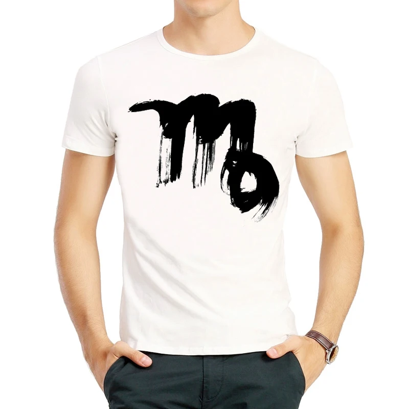 

Virgo T Shirt Fashion Summer Short Sleeve White Color Zodiac Virgo Logo T Shirts Top Tees T Shirt For Men Women