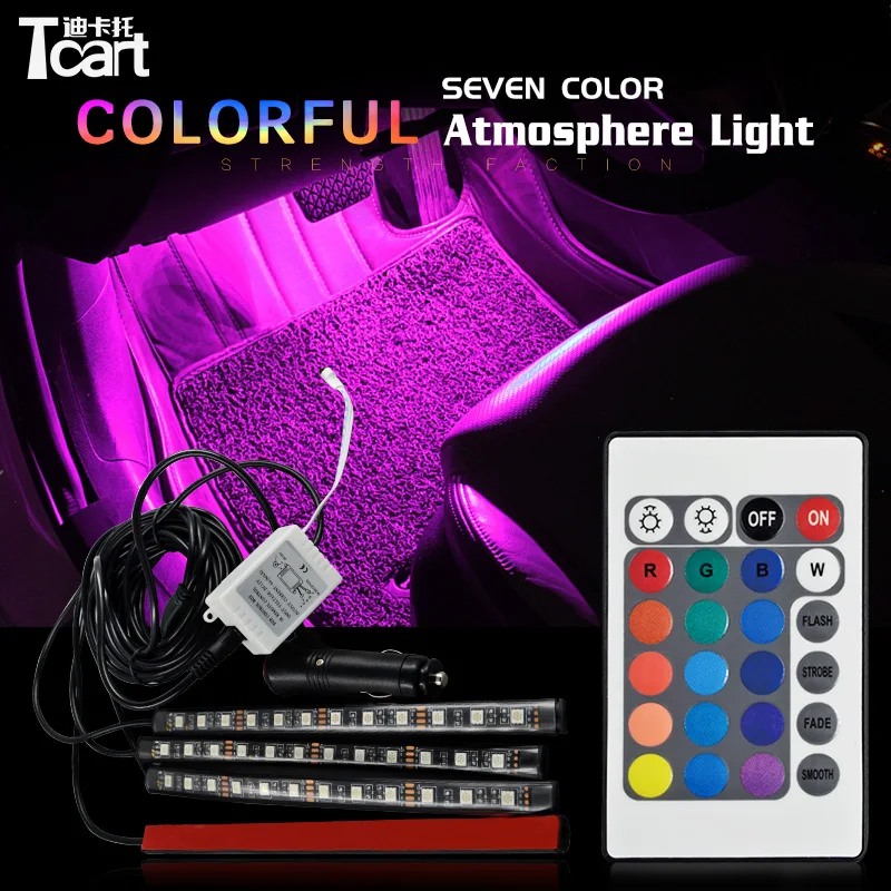 

Tcart LED Strip Atmosphere Interior Lights for Nissan sentra b17 accessories Auto Decorative light With Remote Control RGB Color