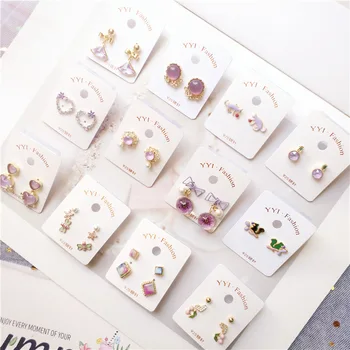 

Korean Handmade Anti-allergy Purple Crystal Cats Heart Bow Knot 2019 Woman Dangle Drop Earrings Fashion Jewelry-JQD5
