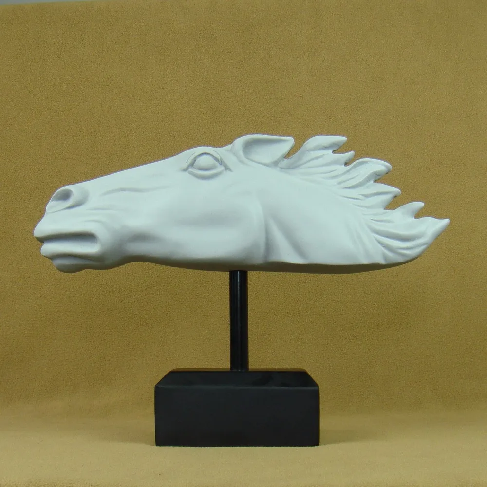 Handmade Horse Head Statue Abstract Resin Bronco Sculpture Horoscope