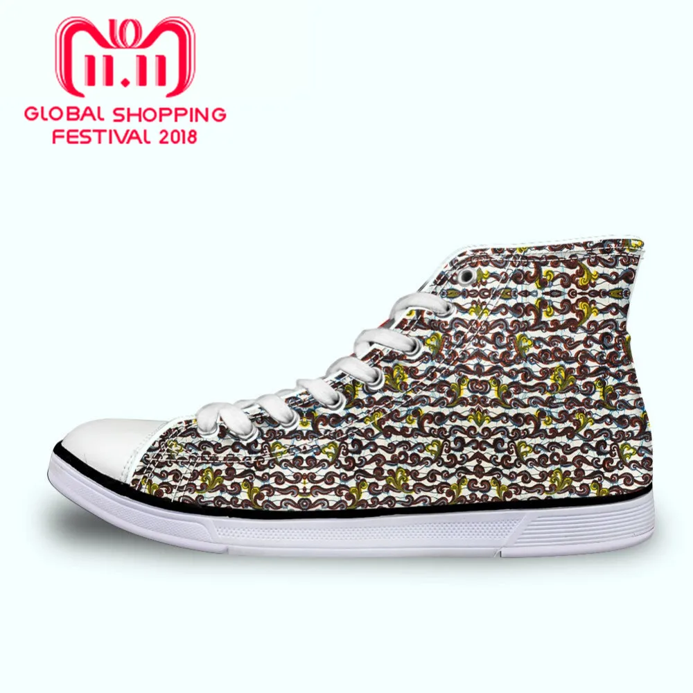 

WoWomen High Top Canvas Shoes Female Spring Summer African Style Patterm Shoes Woman Students Ladies Breathable Sneakers