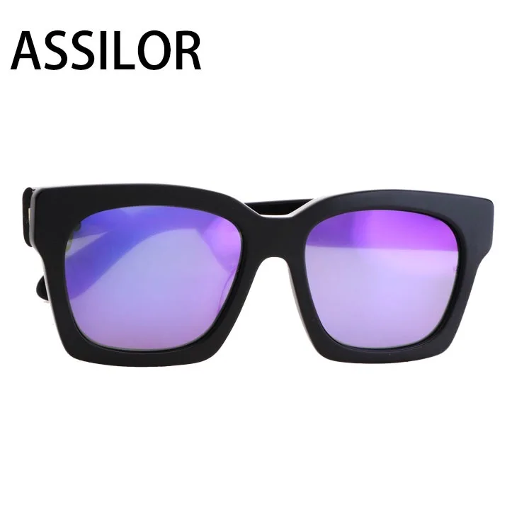 PURPLE Assilor HD поляризованные Красочные линзы дизайн UV400 ультрафиолетового модная оправа прямоугольной формы Для женщин и мужские солнцезащитные очки - Цвет оправы: PURPLE