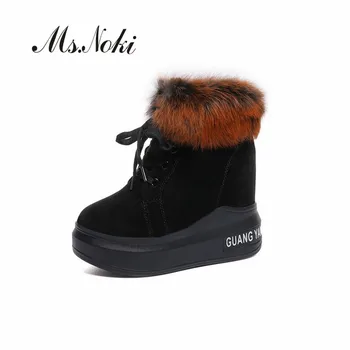 

Fashion mixed colors ankle boots for women height increasing warm plush winter boots women round toe platform boots girls sweet