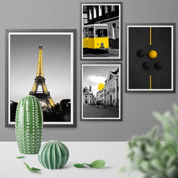 

Black And Yellow Bus Umbrella Passerby Paris Art Print Canvas Painting Poster Print Night Scene Wall Art Home Decoration