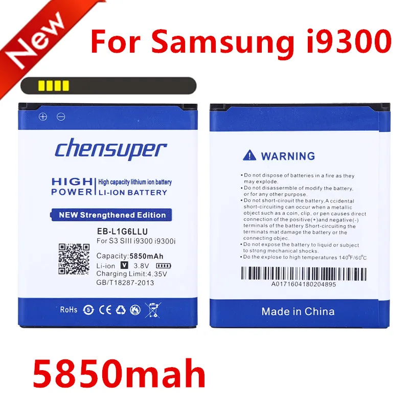 

chensuper 5850mAh EB-L1G6LLU for Samsung S3 SIII i9300 Battery i9305 for Galaxy Grand DUOS I9082 Battery Grand Neo i9060