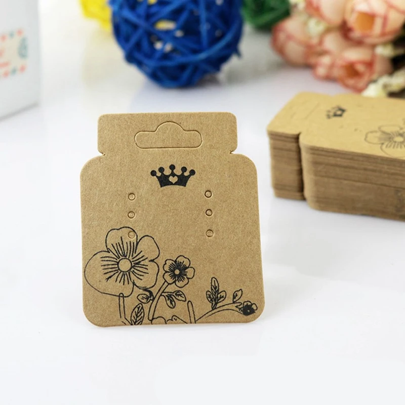 

100pcs/set Kraft Paper Earring Hang Cards Jewelry Earrings Hanging Price Tag Jewellery Display Holder YYY9847