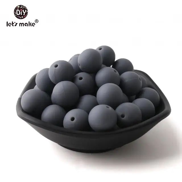 Let's make 50pcs Silicone Beads 12mm Eco-friendly Sensory Teething Necklace Food Grade Mom Nursing DIY Jewelry Baby Teethers deep gray