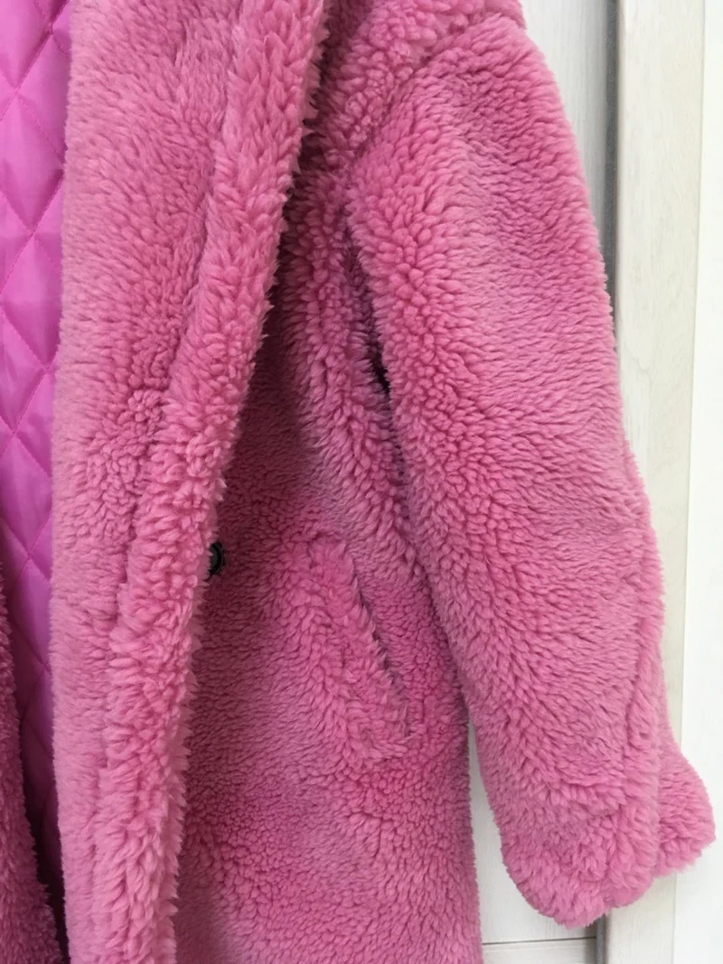 110 см искусственный мех толстое теплое курчавое плюшевое пальто новая коллекция трендовая зимняя одежда оверсайз с нижним ветровым стеклом 2 цвета