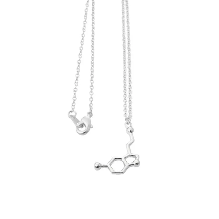 1 шт., новая мода, Ацетилхолин, допамин, молекулярное ожерелье, молекула, научное химическое ювелирное изделие, вечная память, ожерелье на день рождения - Окраска металла: Silver serotonin