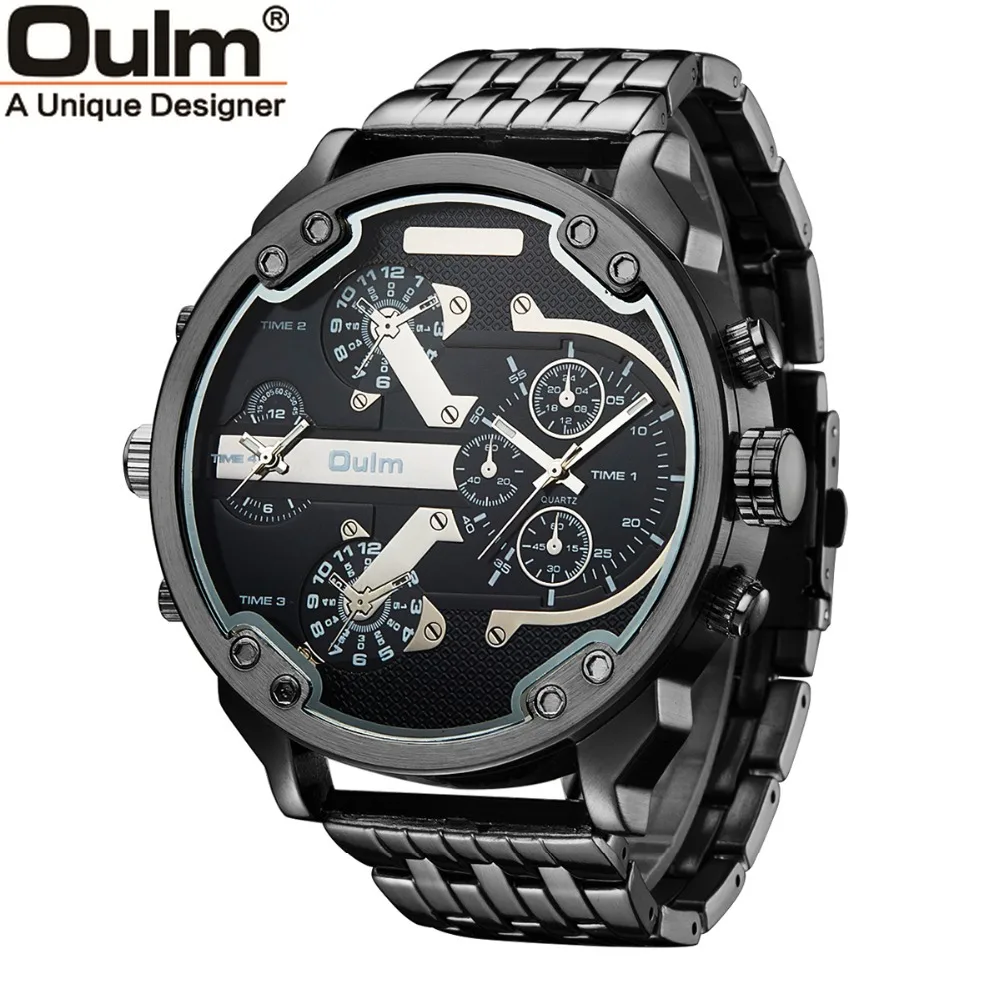 

Oulm New design Men Watches Men Luxury Brand Two Time Zone Military Watch Male Quartz Clock Hours Man relogio masculino