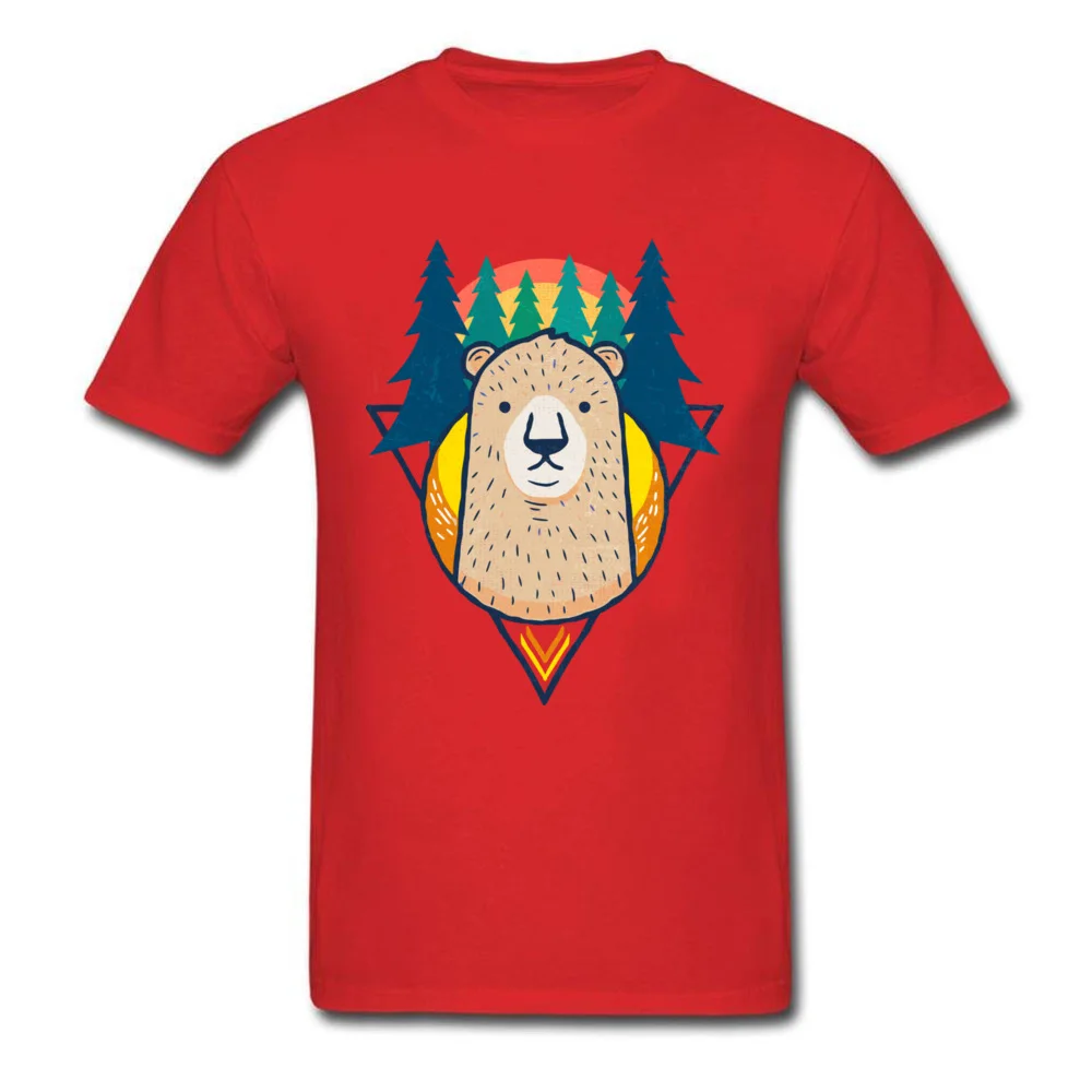 Sunrise Bear on Pine Tree/топы с короткими рукавами футболка хлопковые футболки для