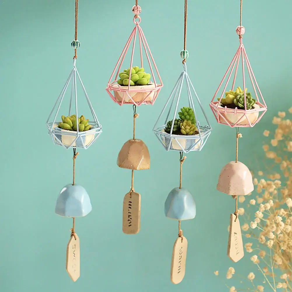 

Psychedelic Forest Wind Chime Iron Small Cage Succulent Plant Ornament Resin Ceramic Wind Chime Furnishing Article