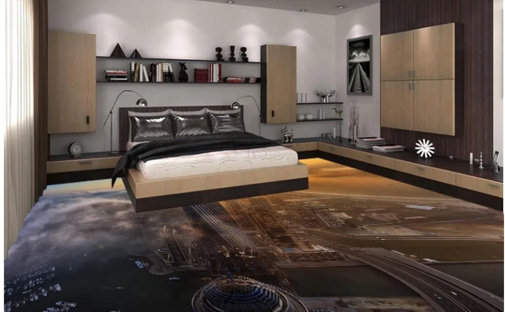 

custom wallpaper-sticker-roll vinyl floor adhesive luxury wallpaper city wallpaper Waterproof 3d flooring bathroom