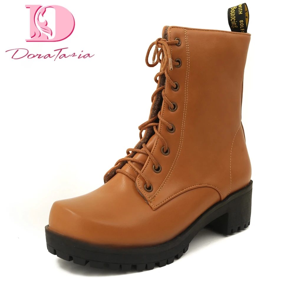 

Doratasia New Plus Size 34-43 Lace Up Women Boots Woman Shoes Dropship boots Hot Sale Ankle Boots Shoes Woman