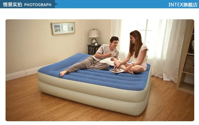 Cheap Intex double air cushion bed set in Bedroom Furniture inflatable bed,size 152cm * 203cm * 47cm,Built-in electric pump