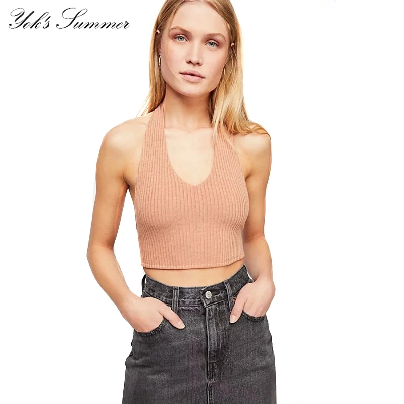 Yok's Summer Top Vest Women 2018 New Fashion Halter Vest Top Sexy Pure