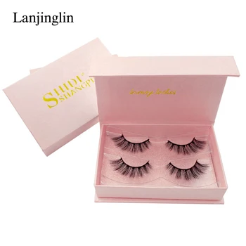 

LANJINGLIN 2 pairs winged long eyelashes strip 3d mink lashes hand made false eyelashes hair fake eye lashes volume lash #84