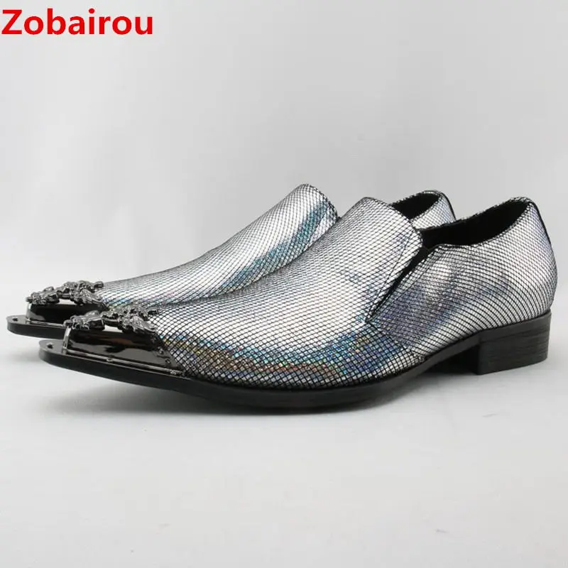 Men Shoes Luxury Brand Metallic Sliver Gold Loafers Mens Glitter Shoes