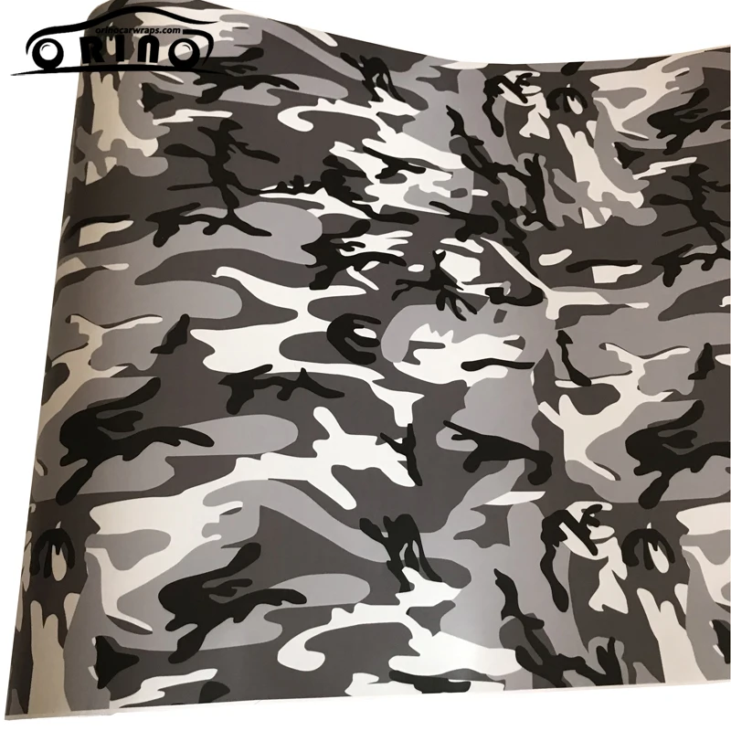 Black Grey White Camouflage Vinyl Film Wrap