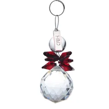 2PCS Clear and Red 30mm Glass Crystal Ball Christmas Snowman Hanging Pendants Suncatcher Chandelier Part Prism