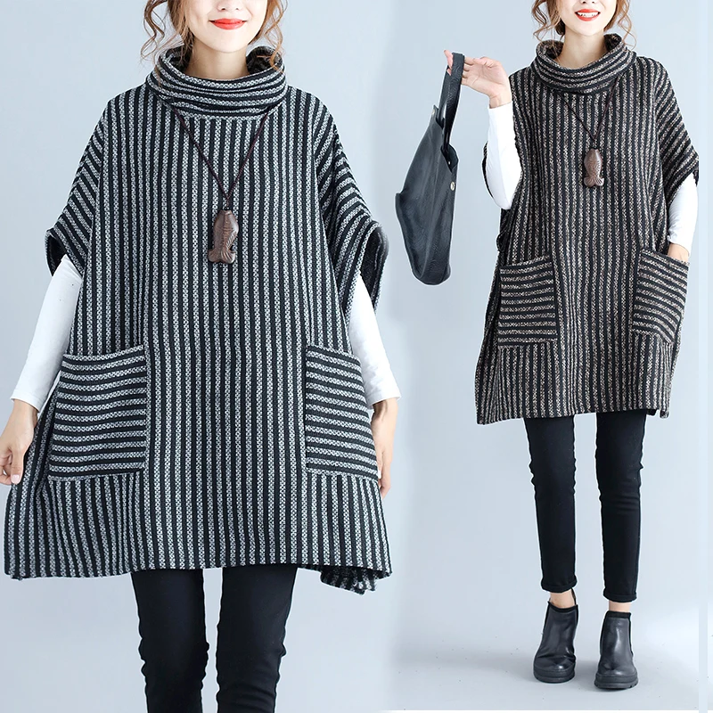

BIG SIZE 4XL Autumn Winter Women Fashion Striped Turtleneck Batwing Tops Lady Female Plus Large Loose Thick Blouse Shirt Blusas