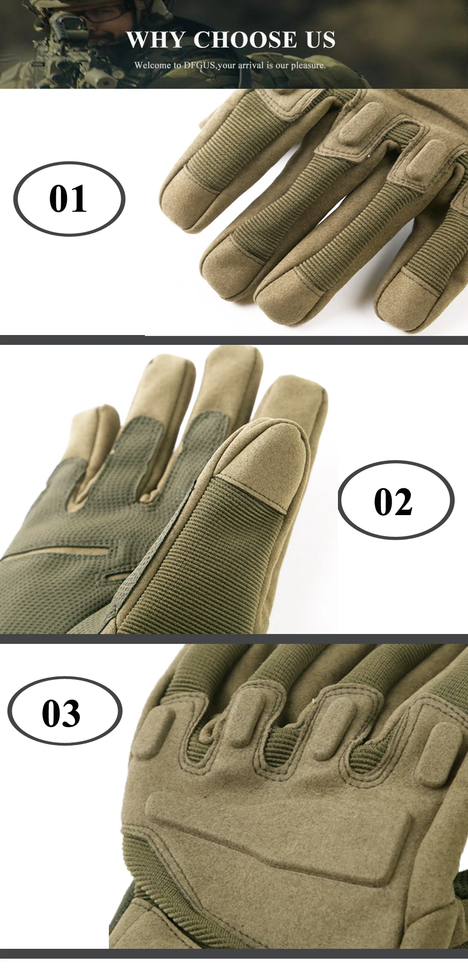 Tactique Plein Doigt Gants En Cuir Pour Hommes En Plein Air Chasse Cyclisme Équitation Gants