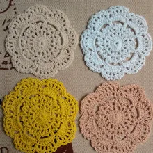 Хлопок ручной работы крючком салфетка, красочный коврик, Настольный коврик, аппликации 10 см x 10 см круглый 40 шт./лот tj001
