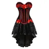 Corset vintage rayé à lacets pour femmes, robe avec jupe, ensemble irrégulier, costume burlesque, bustier, débardeur, cosplay, grande taille ► Photo 1/3