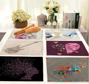 

Printed Linen Placemat Place mat Table Mat beauty musical polyester Dinner table mat Coaster Home Dec wholesale FG972