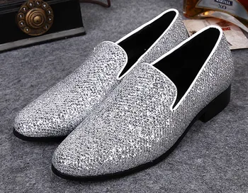 

New fashion youth slip on pointed toes men leather shoes spring autumn slivers round toes bottom thick loafers free shipping