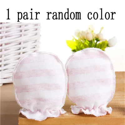 1 pair random color Модные детские перчатки против царапин для новорожденных Защита лица Хлопковые варежки-царапки - Цвет: 1 pair random color