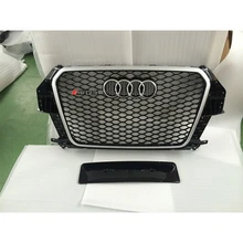 2013 2015 RSQ3 Style Silver Frame Chrome Emblem black Front Bumper mesh Grill Grille For audi