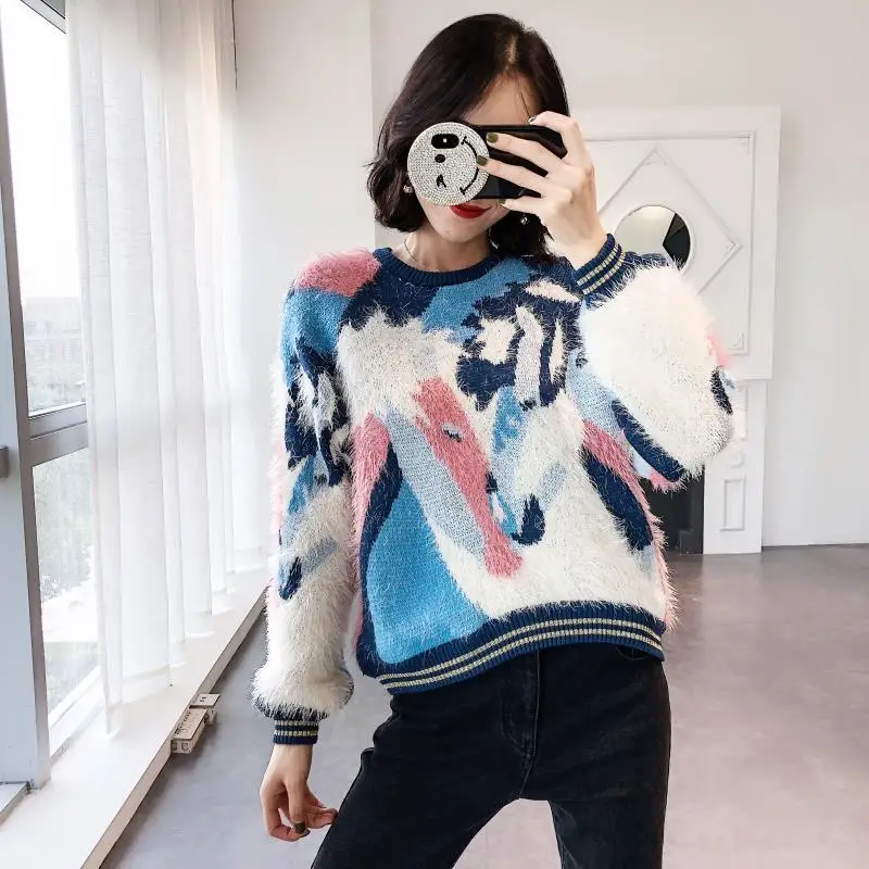 

2019 New Three Color Crash Sweater Warm Sleeves Long Sleeved Sweater Casual Commuter Pullovers Fashion Sweater Women