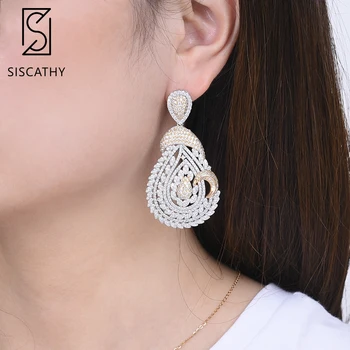 

Siscathy Bohemia Style Full Cubic Zirconia Pendant Earrings for Women Bridal Wedding Engagement Jewelry New Design Famous Brand